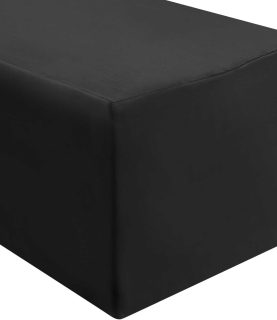 Lann's Linens - 6' Premium Fitted Tablecloth for 72" x 30" Rectangular Table - Wedding/Banquet/Trade Show - Polyester Cloth Fabric Cover - Black