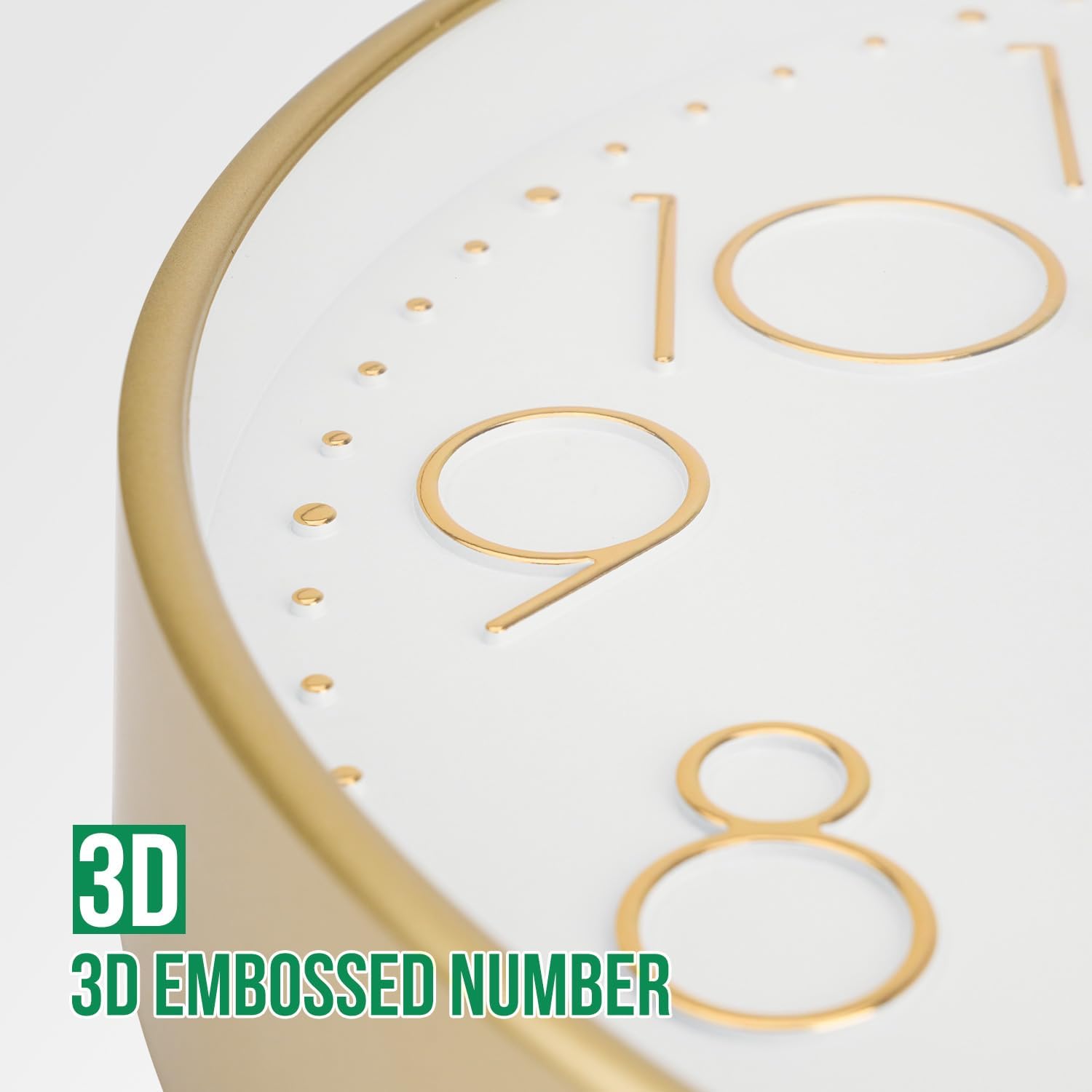 Wall Clock 12 Inch Non-Ticking Silent Modern Simple Style Round Decor Clock Gold Stereoscopic Dial Quartz Wall Clocks for Home/Office/School/Living Room/Bedroom/Kitchen - Image 6