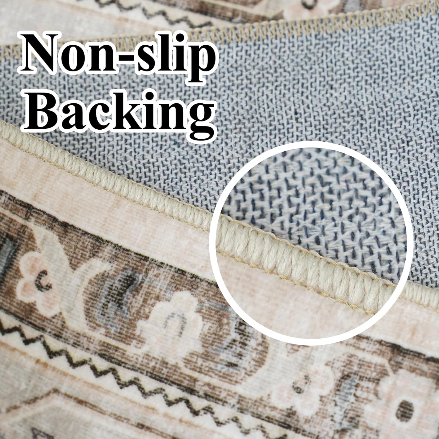 Washable Area Rug 9x12 - Bedroom Living Room Large Indoor Rugs Soft Oriental Vintage Rugs Non-Slip Backing Stain Resistant for Farmhouse Kitchen (9x12 Ivory/Multi) - Image 4