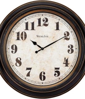 Westclox Traditional Large Wall Clock Battery-Operated Clock for Living Room, Bedroom, Office | Ideal Housewarming Gift (20 Inch, Black-Brown)